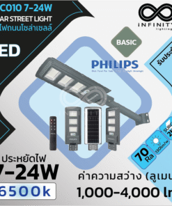 โคมไฟถนนโซล่า BRC010 7-24W 6500K Philips