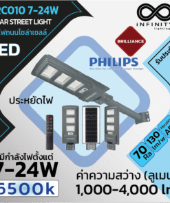 โคมไฟถนนโซล่า BRC010 7-24W 6500K Philips