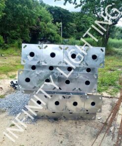 งานเสากลม 3" สูง 6 เมตร กิ่งเดี่ยว ชุบกัลวาไนซ์ พร้อมโคมถนนโซล่า All in one 60W