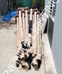 งานเสากลม 3.5" สูง 4 เมตร ไม่มีกิ่งปลาย 2" ชุบกัลวาไนซ์+พ่นสีดำด้าน