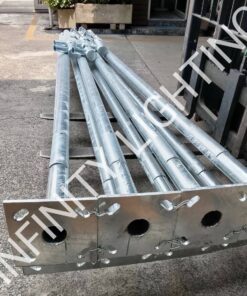 งาน เสากลม 3" สูง 4 เมตร กิ่งเดี่ยว ชุบกัลวาไนซ์ พร้อมโคมถนน BRP131 LED125/CW 100W 200-240V DM GM PHILIPS