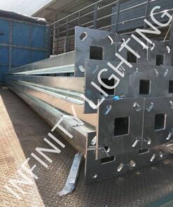 งานเสาเหลี่ยม 4"x4" สูง 5 เมตร ไม่มีกิ่งปลาย 2" ชุบกัลวาไนซ์